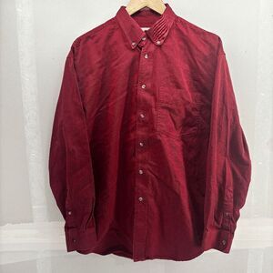 Eddie Bauer Denim Shirt Mens Medium Red Button Down Long Sleeve Vintage Outdoor